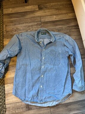 American Eagle Outfitters Light Wash Denim Button-Down Shirt